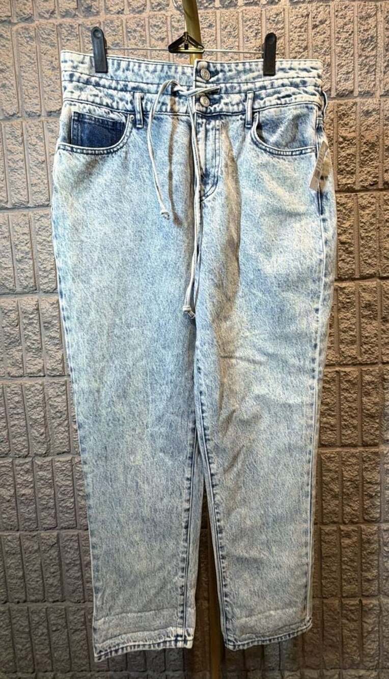 623 PacSun Mom Jean Size 30 Acid Wash Blue Denim Drawstring